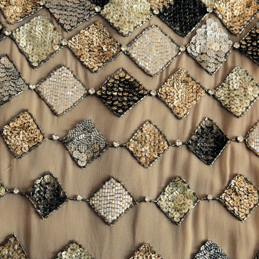 Alice & Oliva Taupe Silk Sequin Dress - Picture 6 of 10